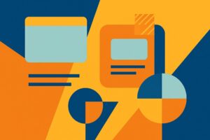 مراحل طراحی سایت حرفه’ای - تصویر مفهومی طراحی سایت با اشکال هندسی